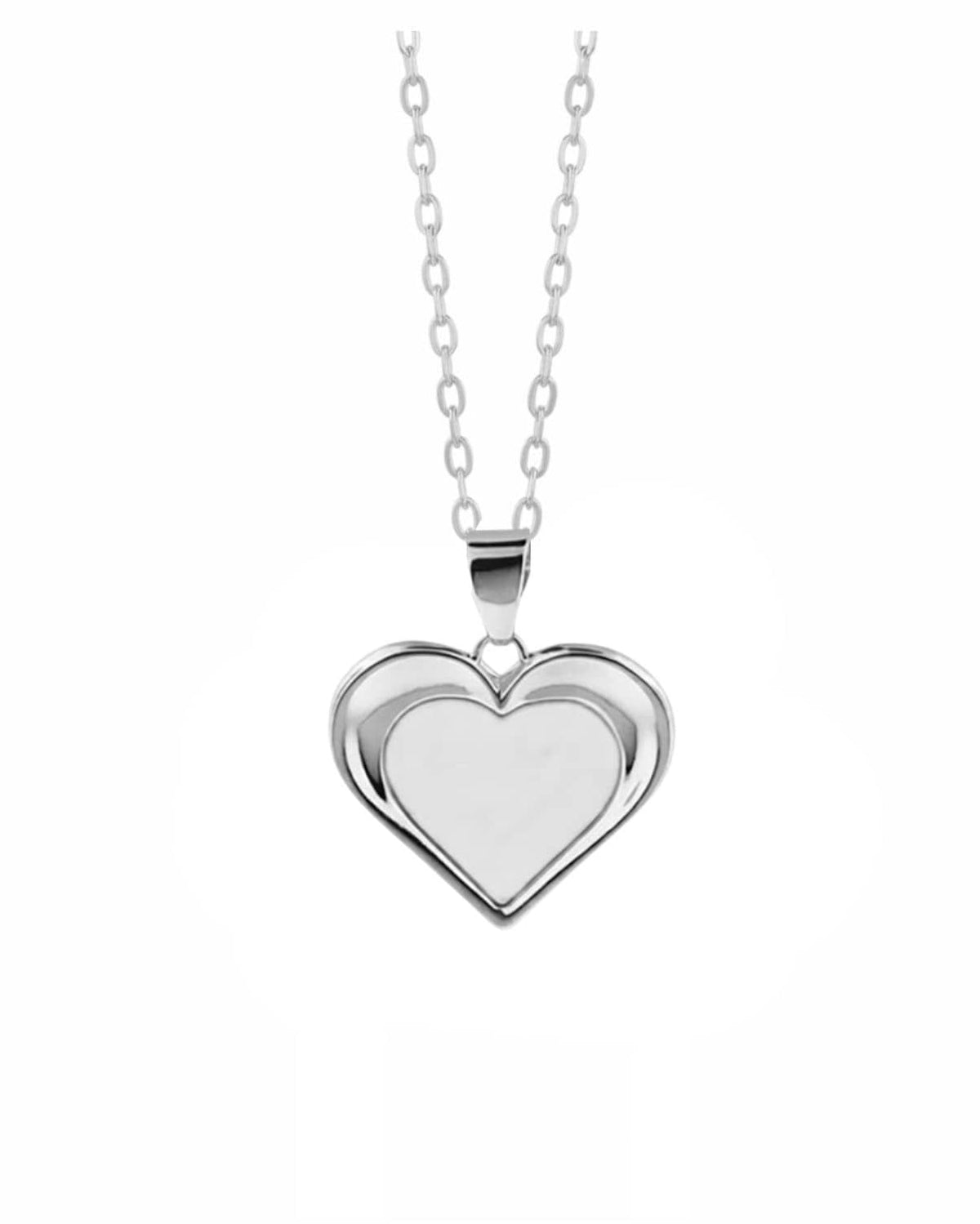 Loved Remembered Silver Heart Pendant - Fingerprint Engraving
