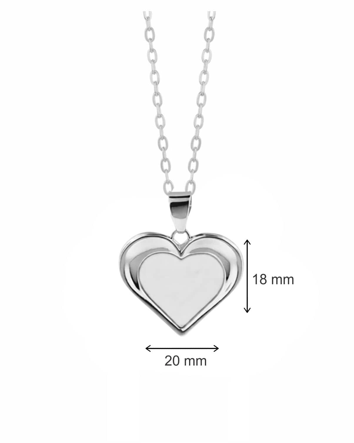 Loved Remembered Silver Heart Pendant - Fingerprint Engraving
