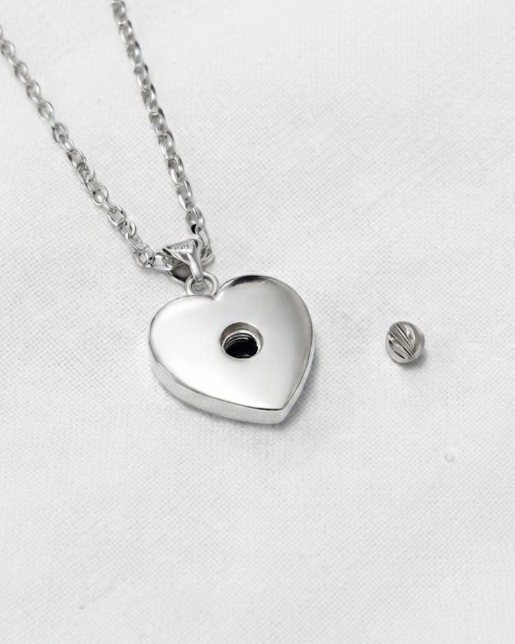 Loved Remembered Silver Heart Pendant Urn
