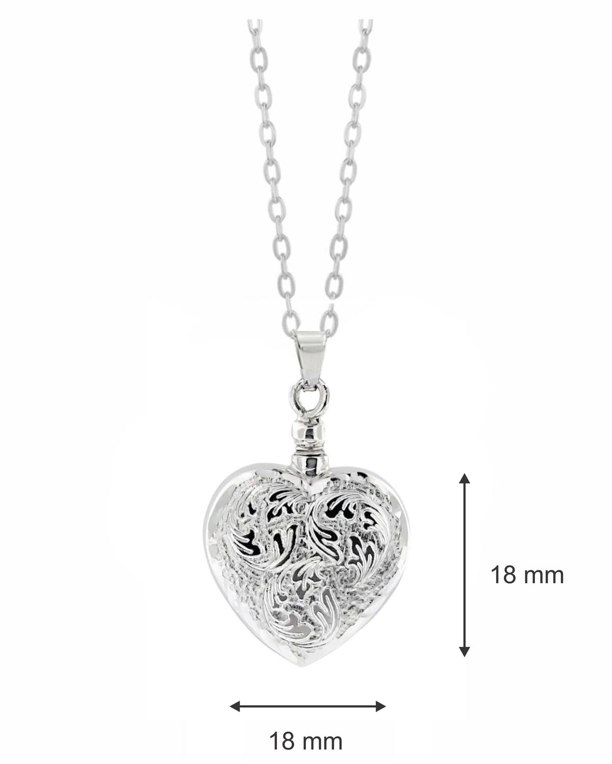 Loved Remembered Silver Heart Pendant Urn - Top Filling