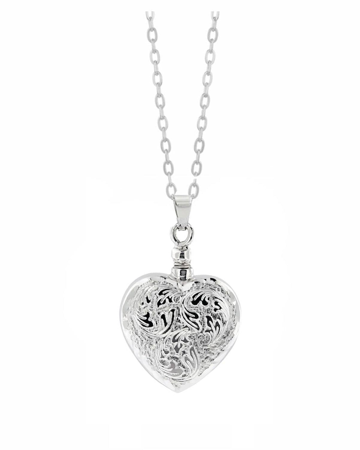 Loved Remembered Silver Heart Pendant Urn - Top Filling