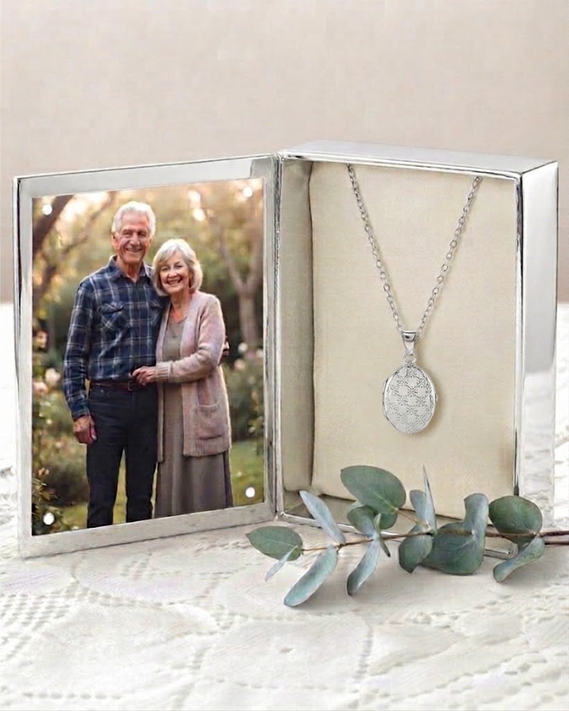 Loved Remembered Silver Oval Locket Urn - Diamond Cut
