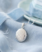 Loved Remembered Silver Oval Locket Urn - Diamond Cut