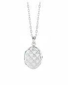 Loved Remembered Silver Oval Locket Urn - Diamond Cut