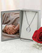 Loved Remembered Silver Oval Pendant - Fingerprint Engraving
