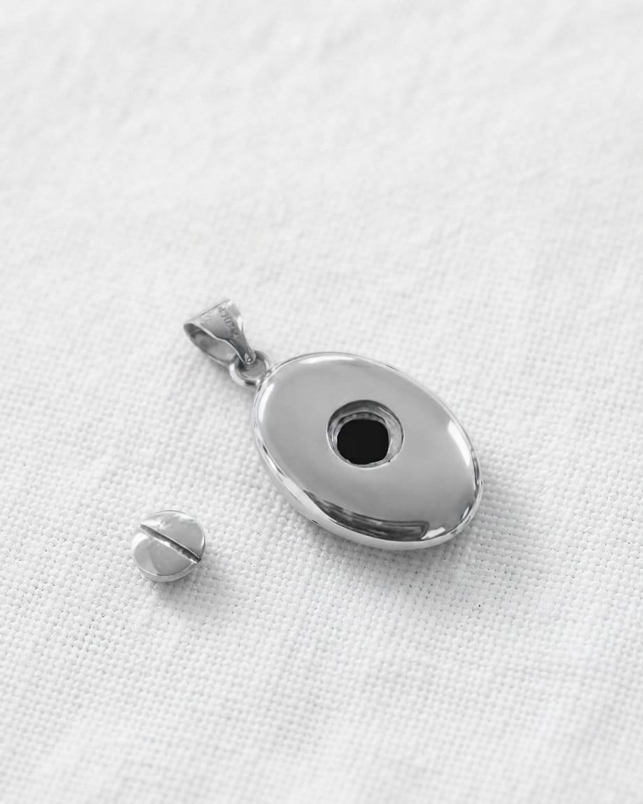Loved Remembered Silver Oval Pendant Urn