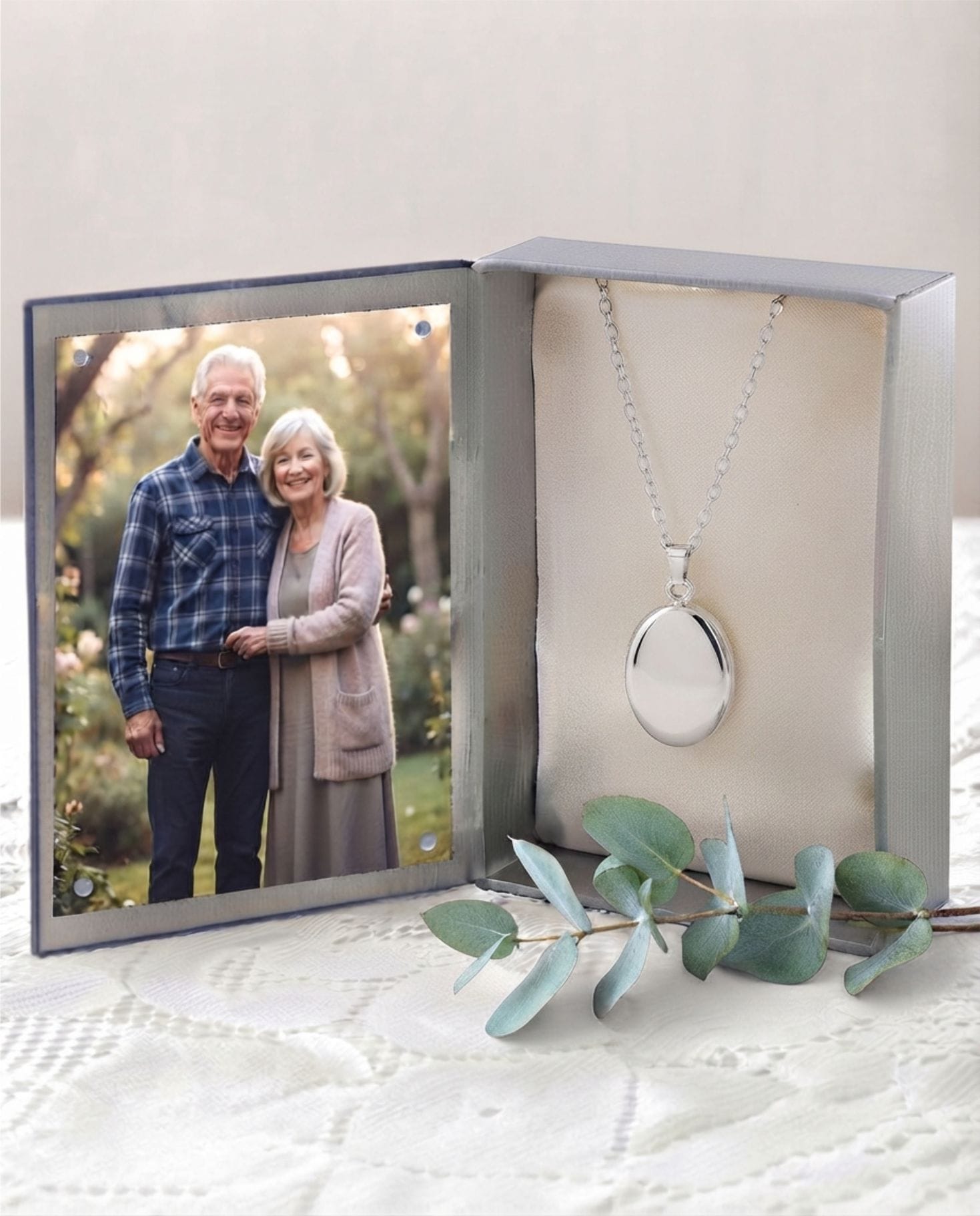 Loved Remembered Silver Oval Pendant Urn