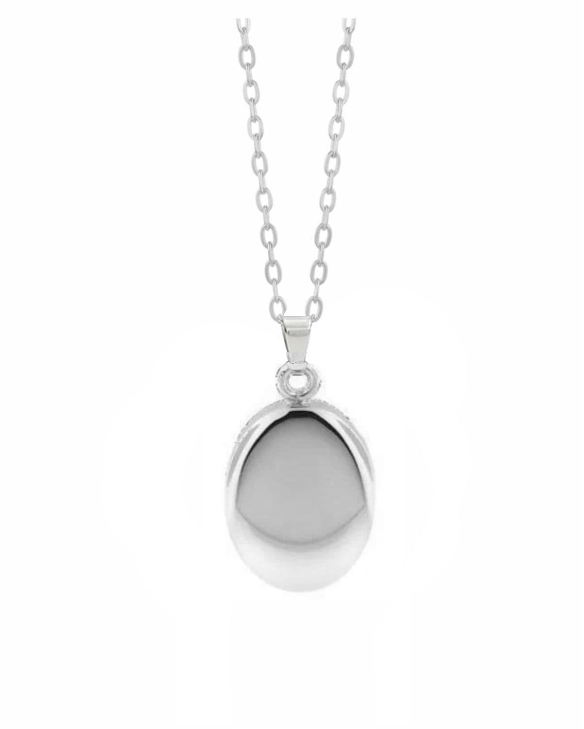 Loved Remembered Silver Oval Pendant Urn