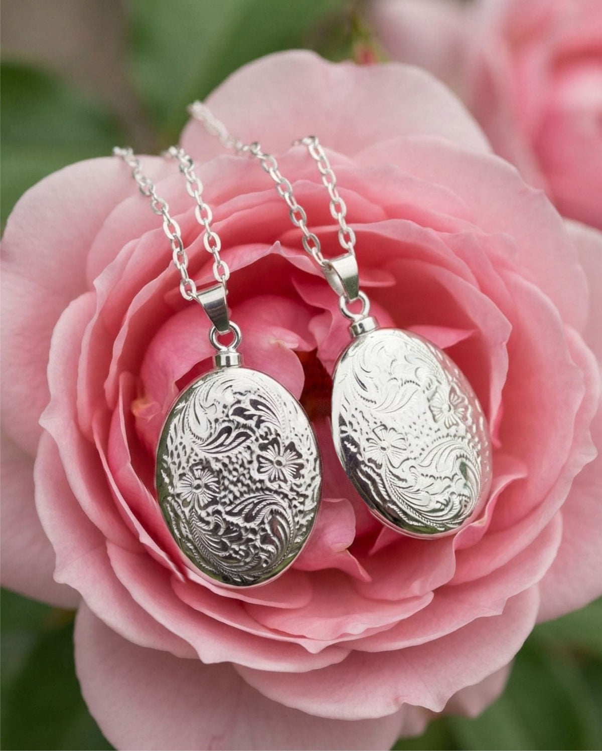 Loved Remembered Silver Oval Pendant Urn - Top Filling