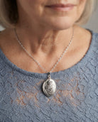 Loved Remembered Silver Oval Pendant Urn - Top Filling