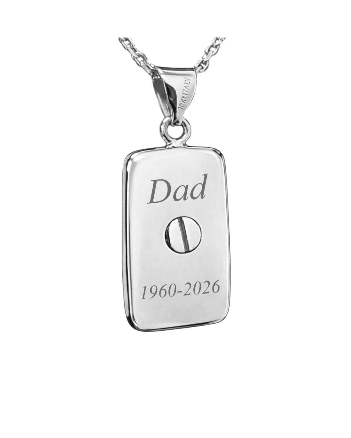 Loved Remembered Silver Rectangle Pendant Urn