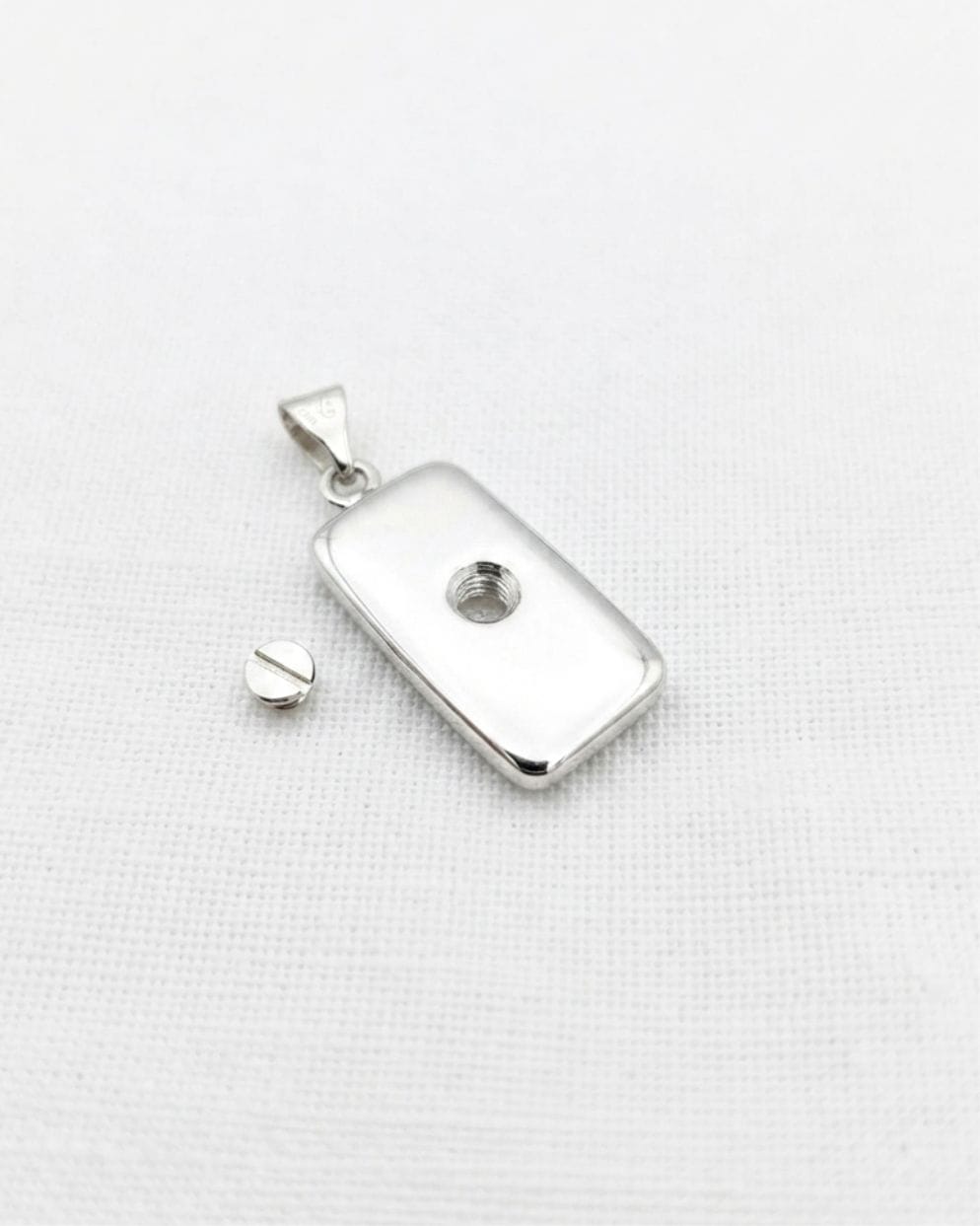 Loved Remembered Silver Rectangle Pendant Urn