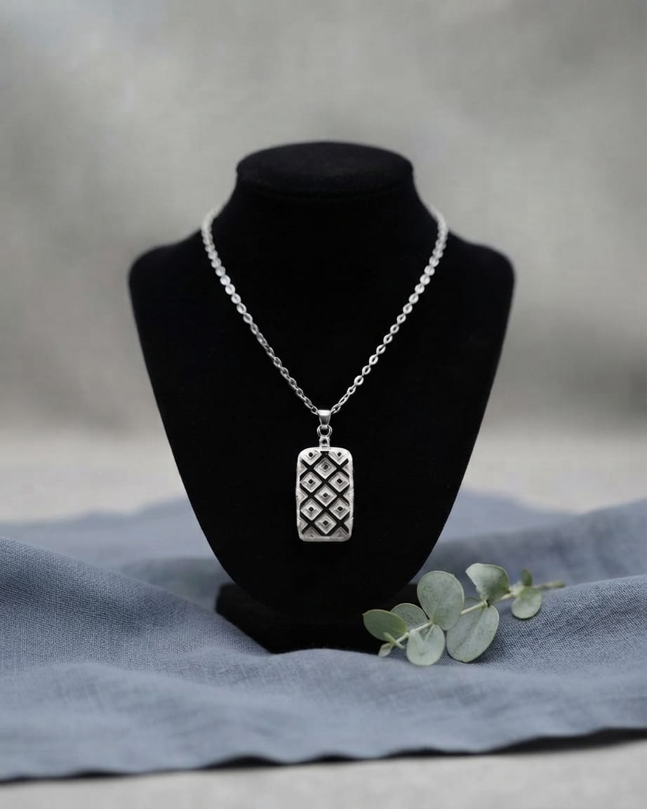 Loved Remembered Silver Rectangle Pendant Urn - Top Filling