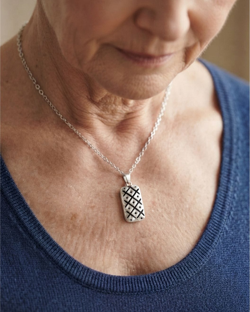 Loved Remembered Silver Rectangle Pendant Urn - Top Filling