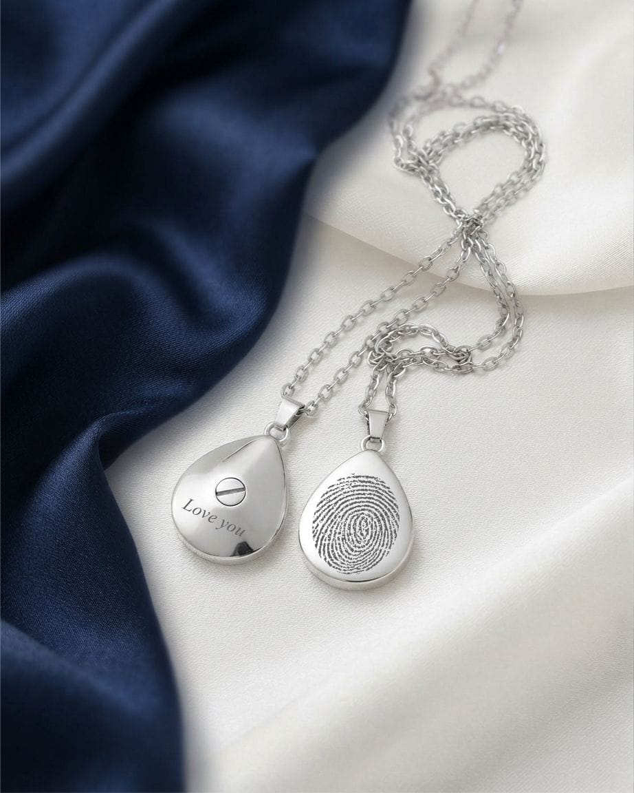 Loved Remembered Silver Teardrop Pendant Urn