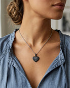 Loved Remembered STAINLESS 10 Black Heart Pendant