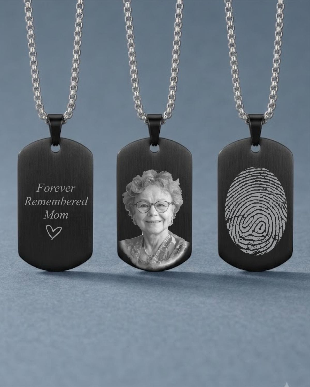 Loved Remembered STAINLESS 11 Black Tag Pendant