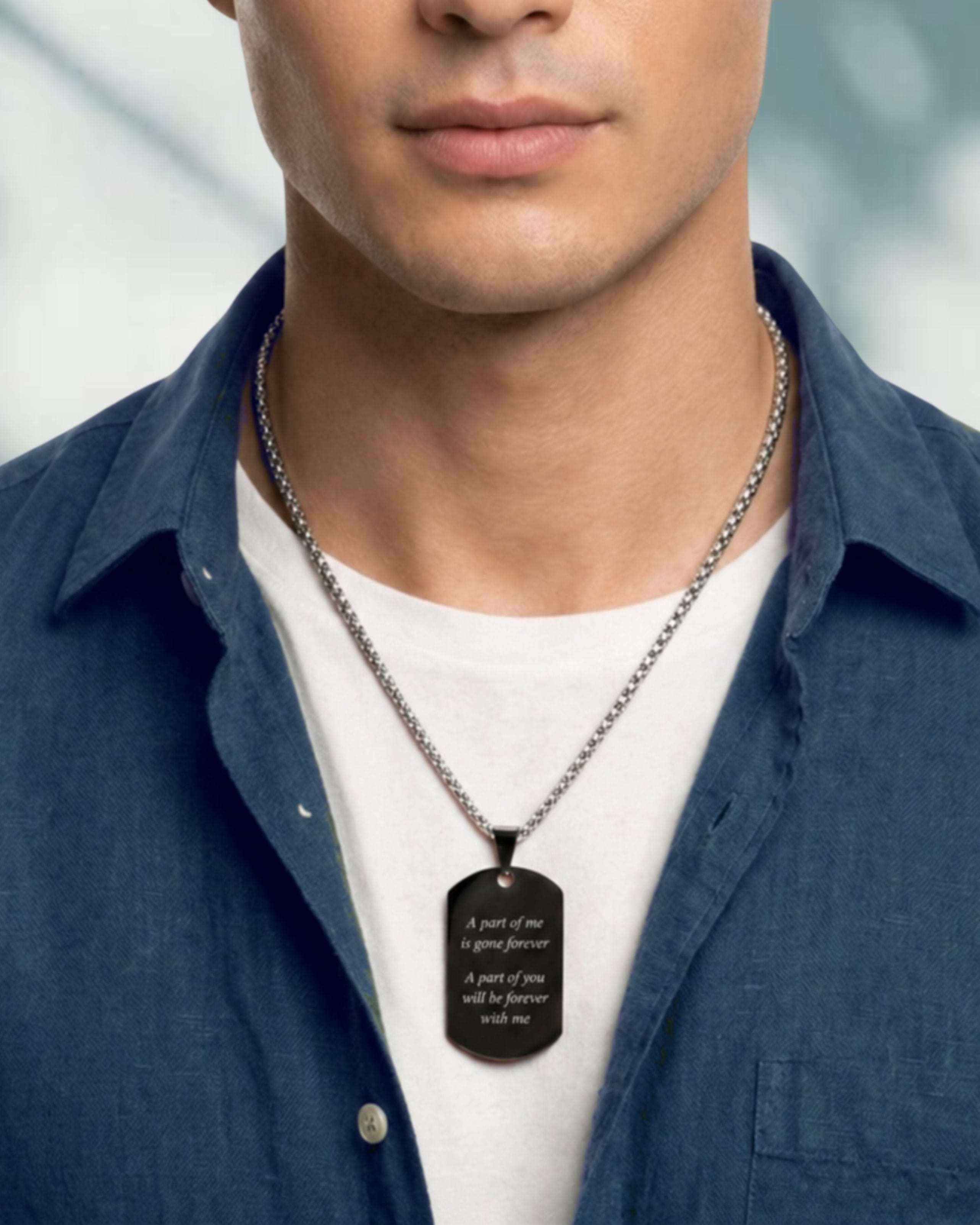 Loved Remembered STAINLESS 11 Black Tag Pendant
