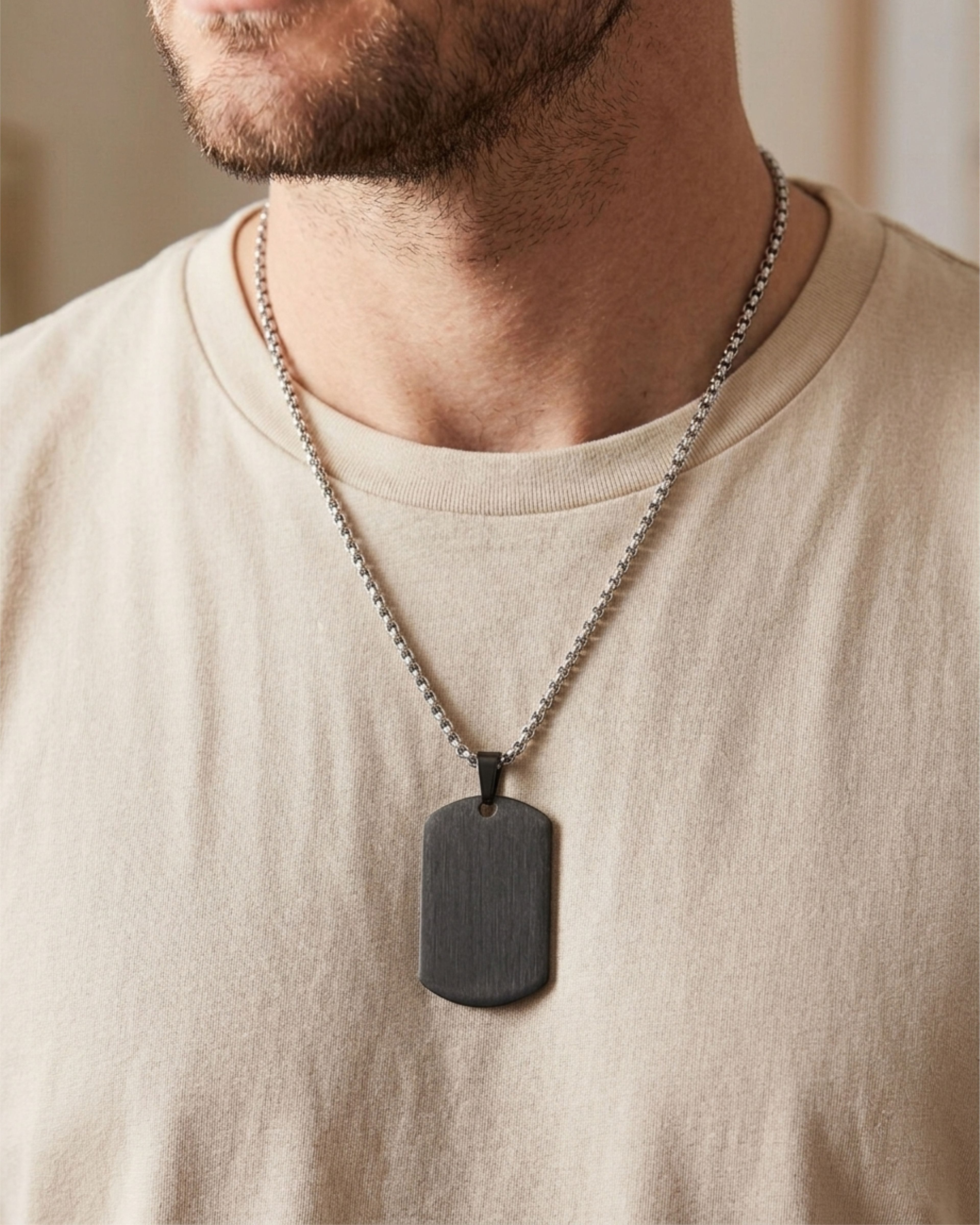 Loved Remembered STAINLESS 11 Black Tag Pendant