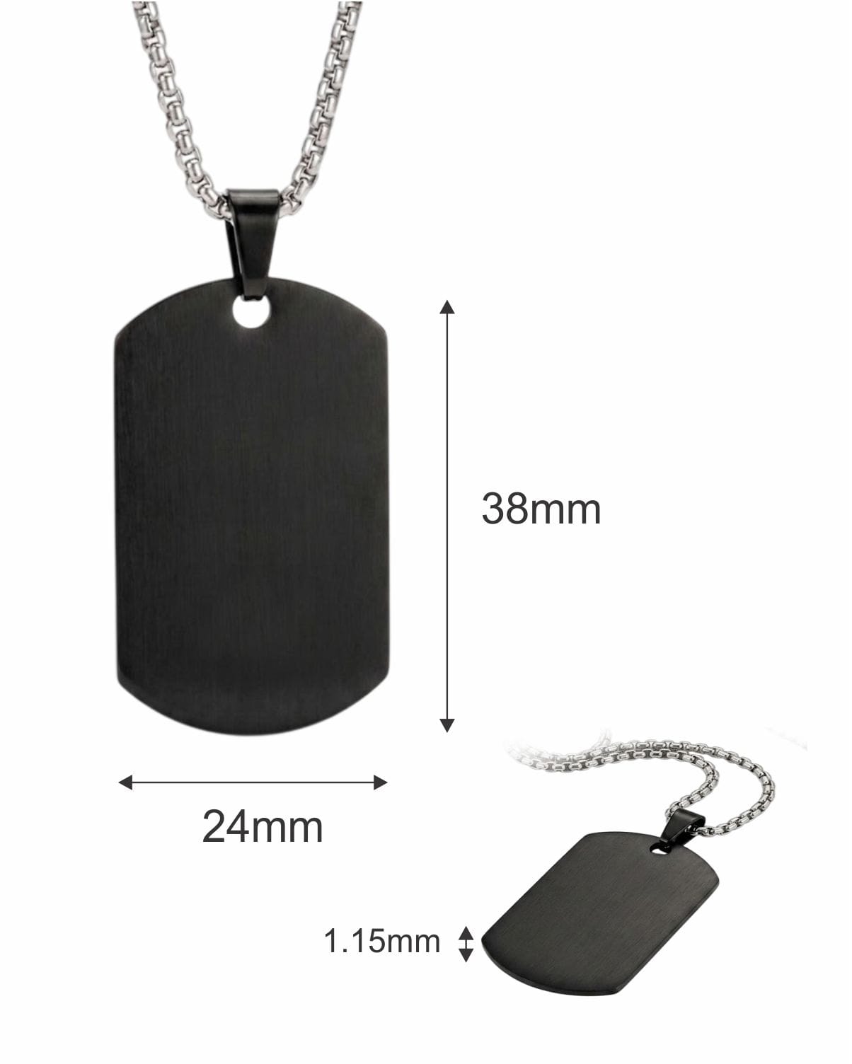 Loved Remembered STAINLESS 11 Black Tag Pendant