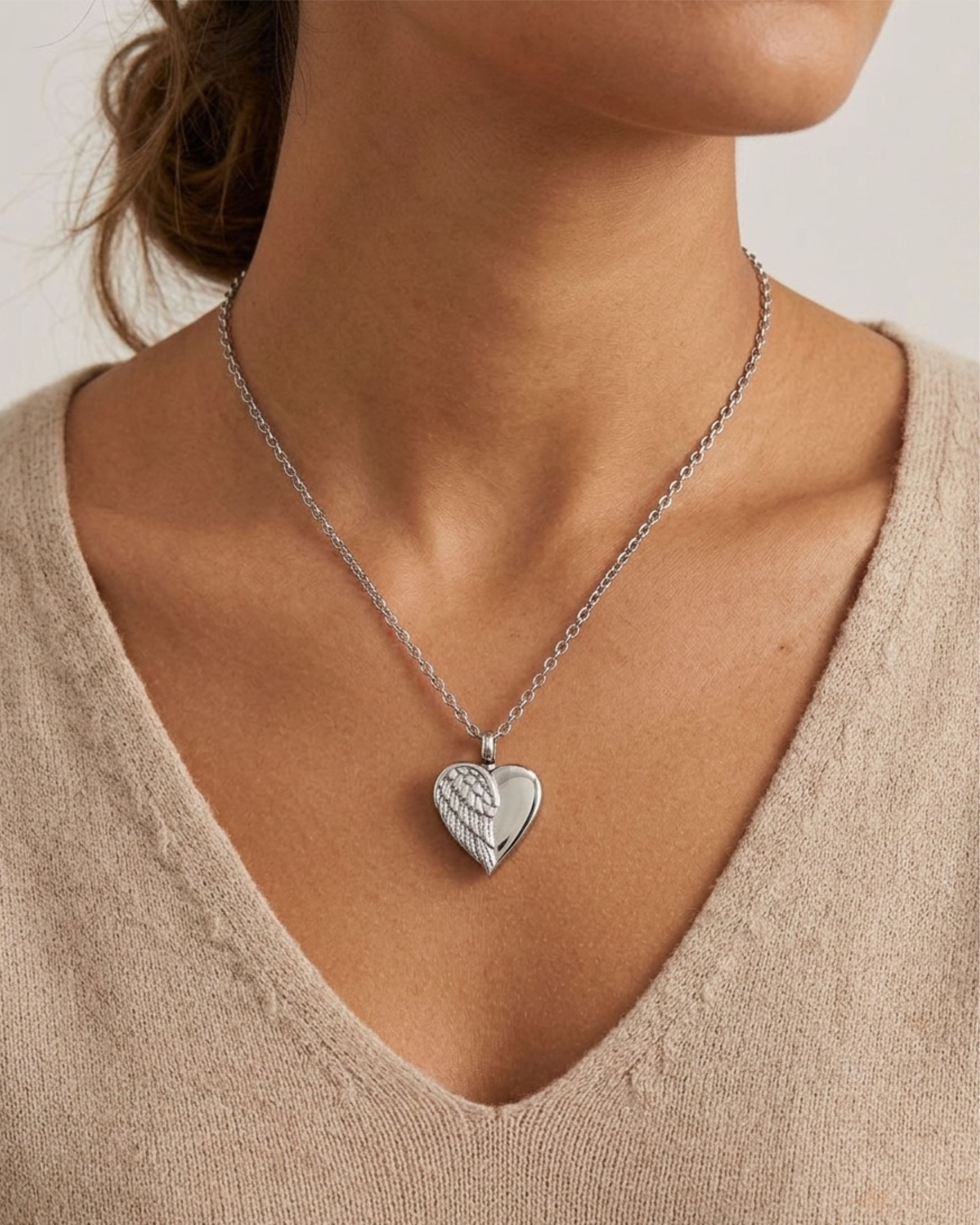 Loved Remembered STAINLESS 18 Angel Wing Pendant Urn