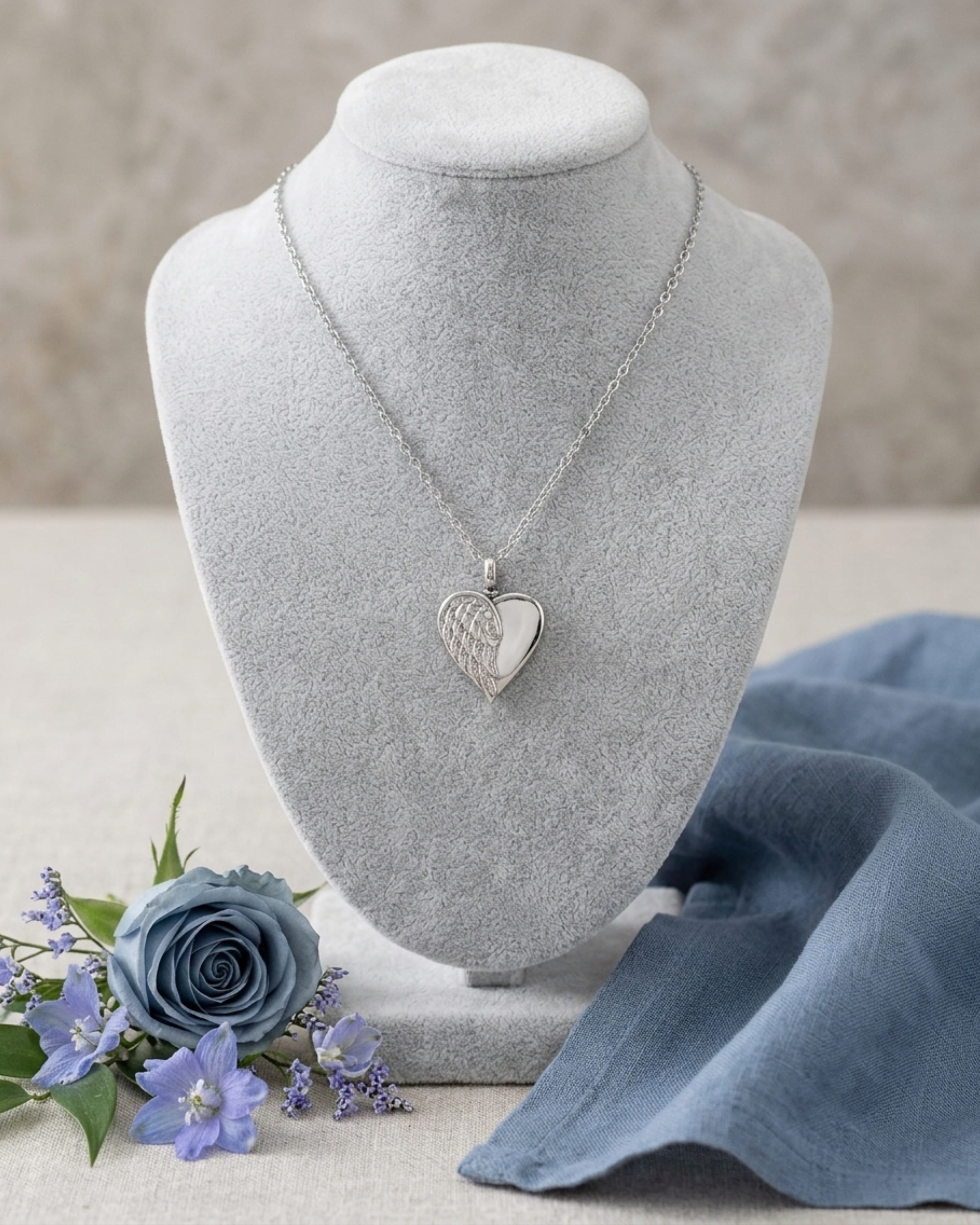 Loved Remembered STAINLESS 18 Angel Wing Pendant Urn