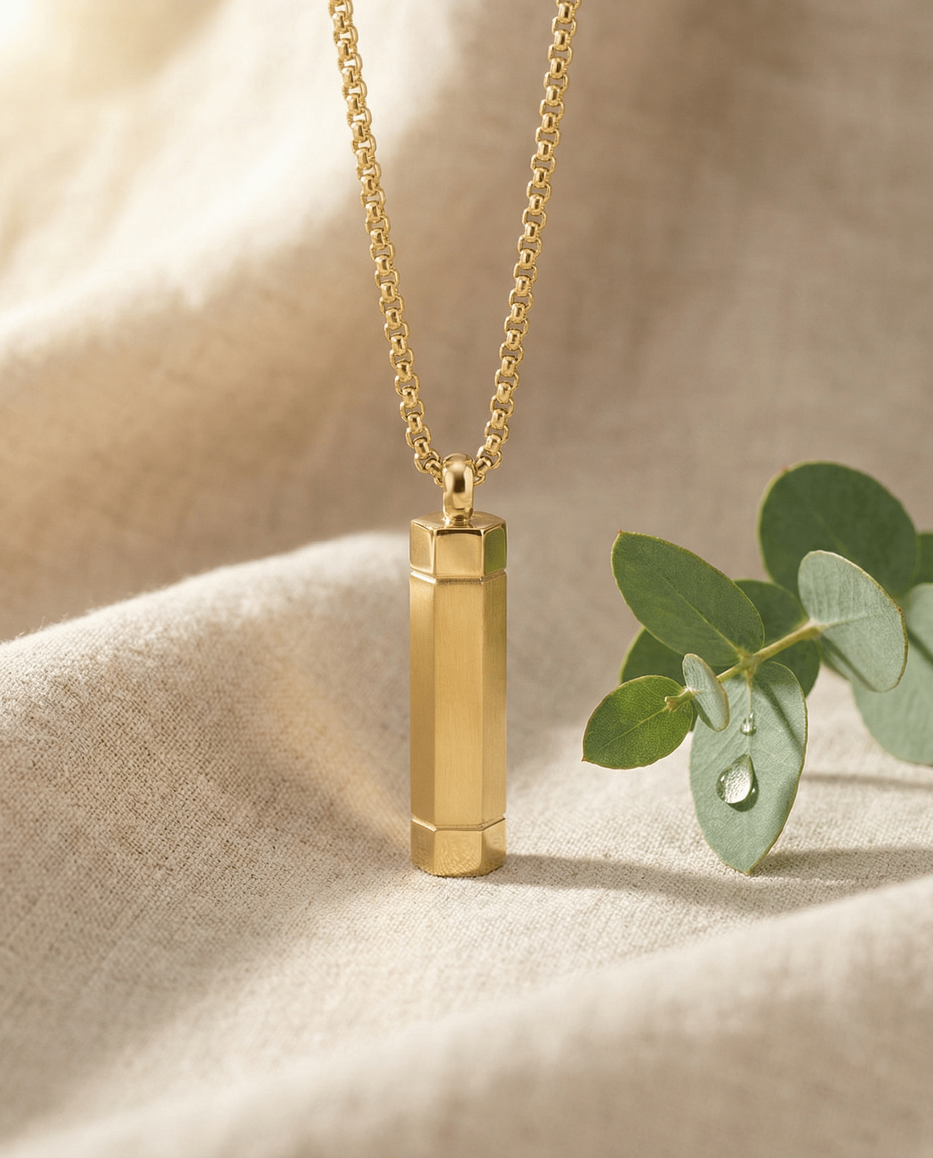 Loved Remembered STAINLESS 24G Gold Plated Cylinder