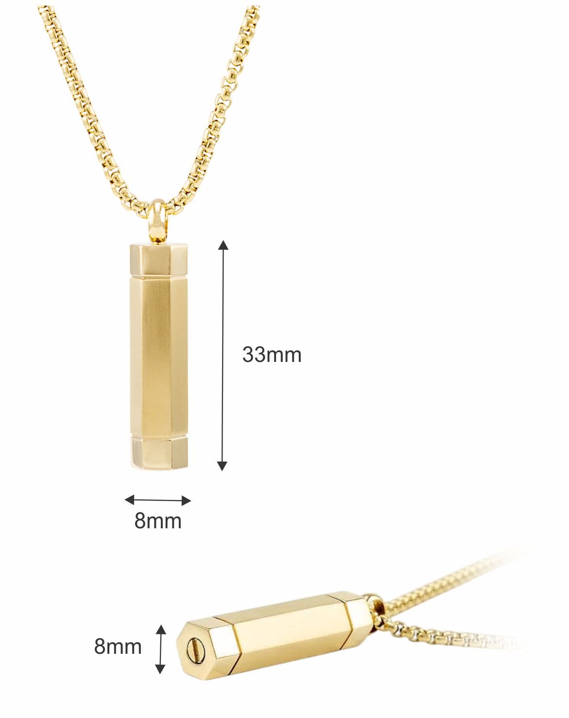 Loved Remembered STAINLESS 24G Gold Plated Cylinder