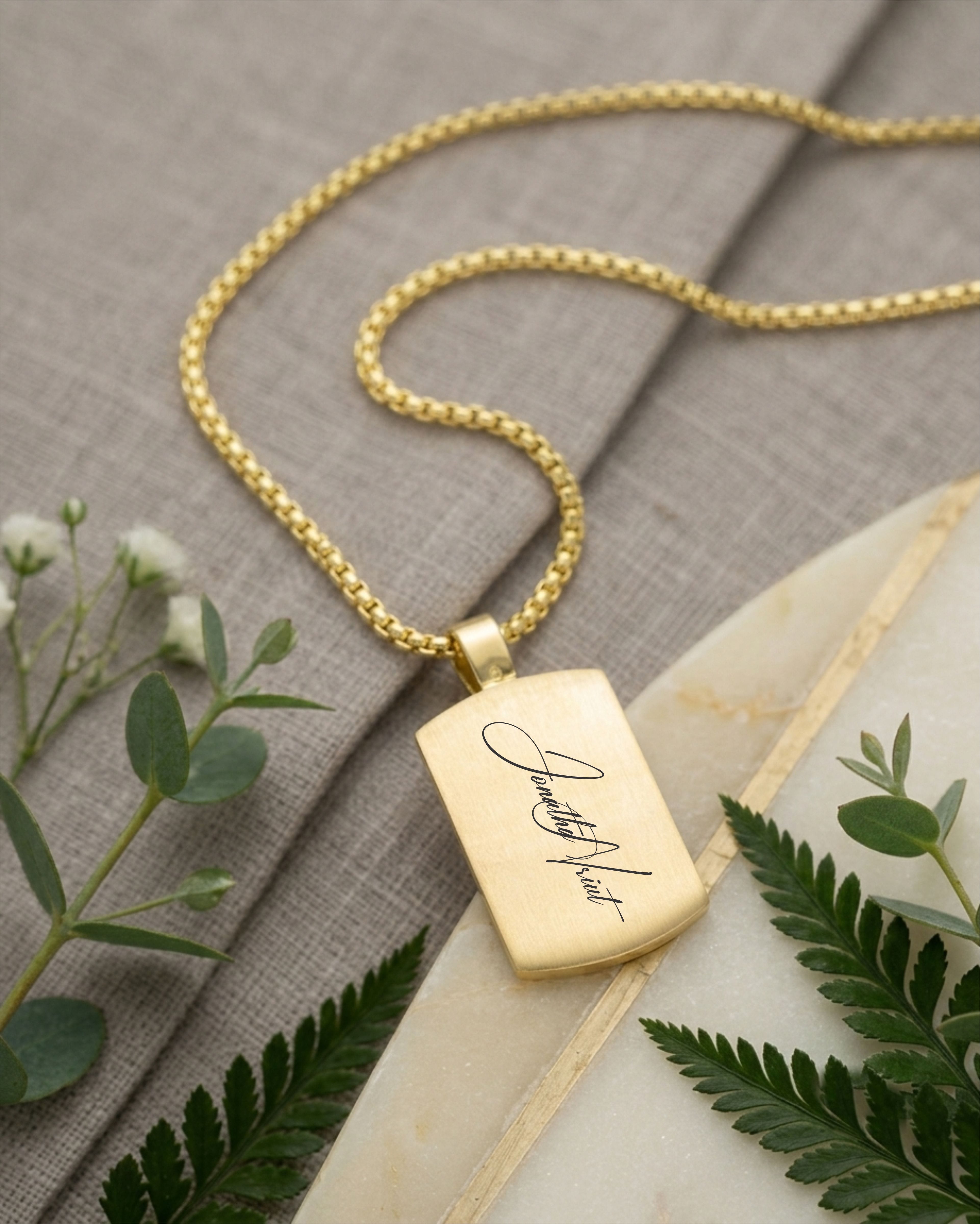 Loved Remembered STAINLESS 25G Gold Plated Tag Pendant