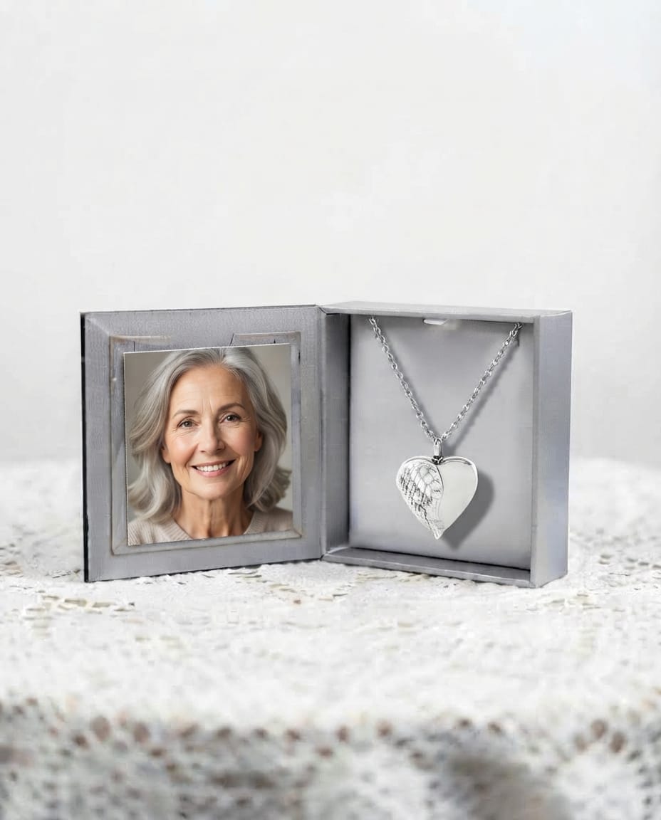 Loved Remembered Stainless Steel Angel Wing Pendant Urn
