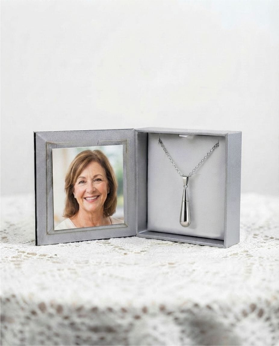 Loved Remembered Stainless Steel Raindrop Pendant Urn