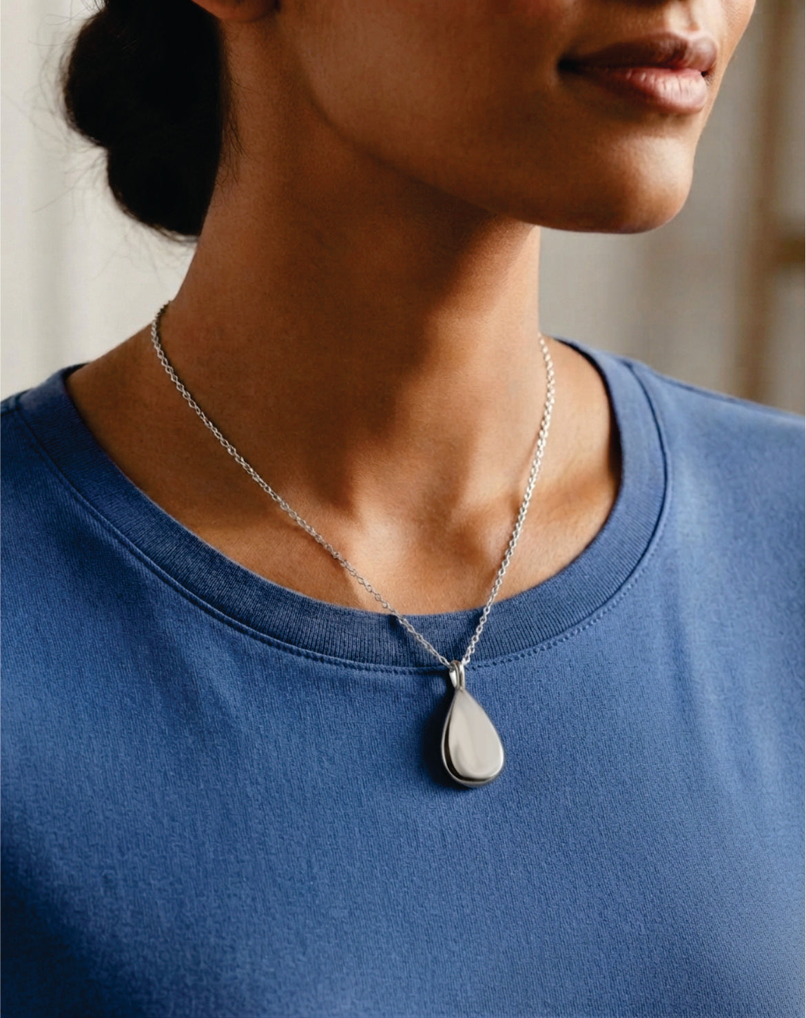 Loved Remembered Stainless Steel Teardrop Pendant Urn