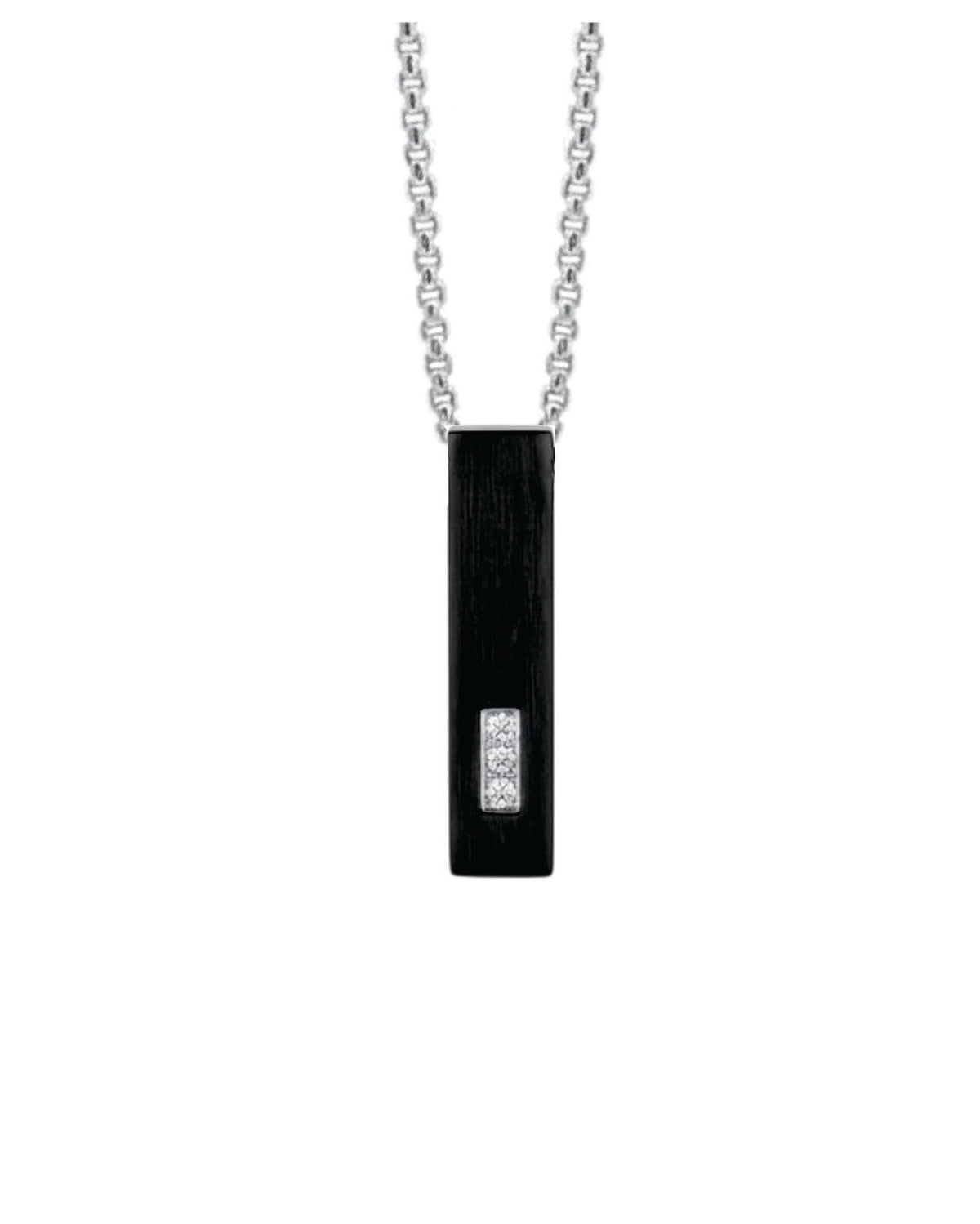 Loved Remembered Three Stone Black Stainless Steel  Block Pendant Urn