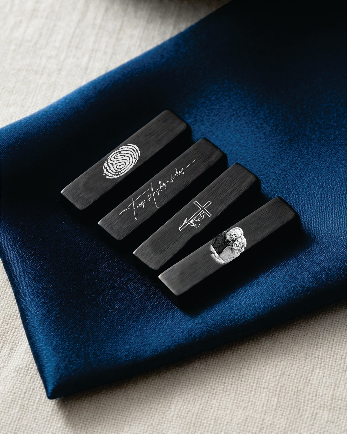 Loved Remembered Three Stone Black Stainless Steel  Block Pendant Urn