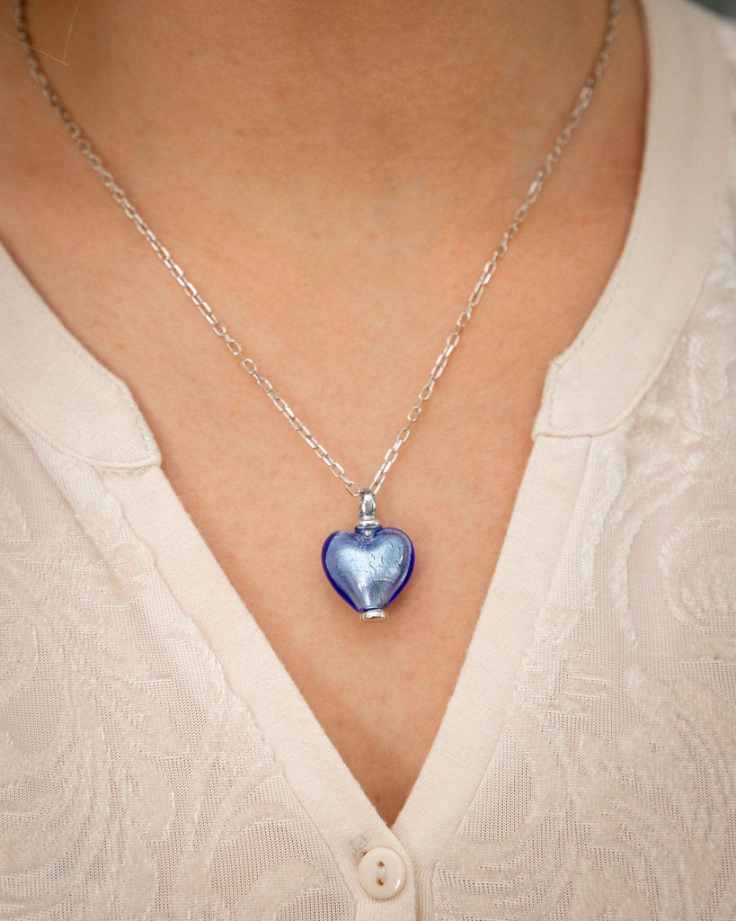 Cara Keepsakes Murano Glass Heart Urn - September worn on model