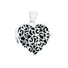 Cara Keepsakes Silver Locket Urns Silver Filigree Heart Locket Urn close up - black
