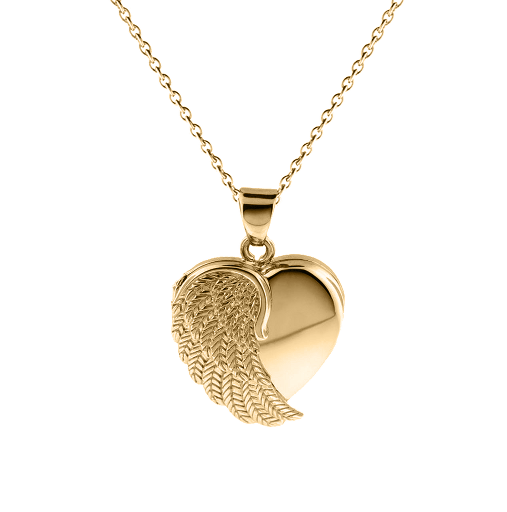 Cara Keepsakes Gold Locket Urns Gold Angel Wing Locket Urn