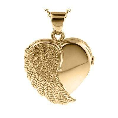 Cara Keepsakes Gold Locket Urns Gold Angel Wing Locket Urn