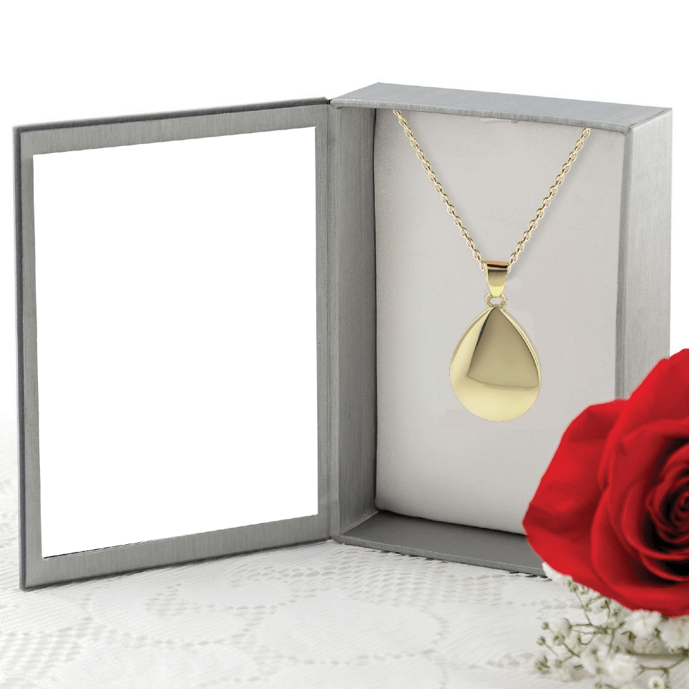 10K Solid Gold Teardrop Pendant Urn Cremation Jewelry For Ashes