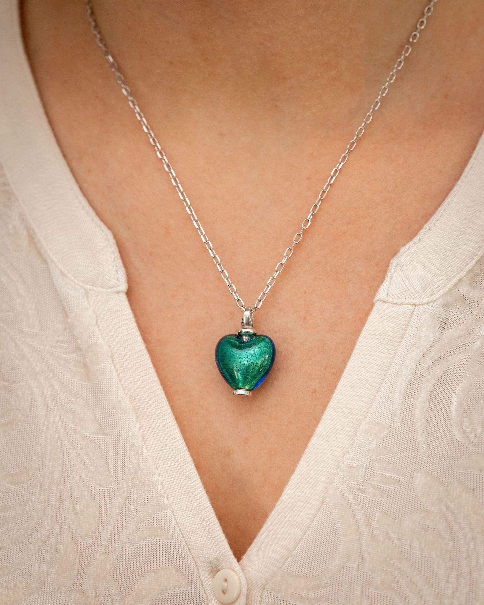 Loved Remembered Murano Glass Heart Urn - December