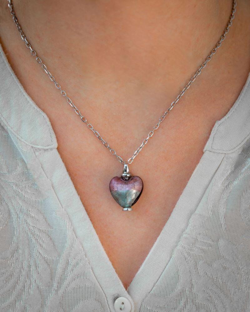 Loved Remembered Murano Glass Heart Urn - 'Enchanted Bliss'
