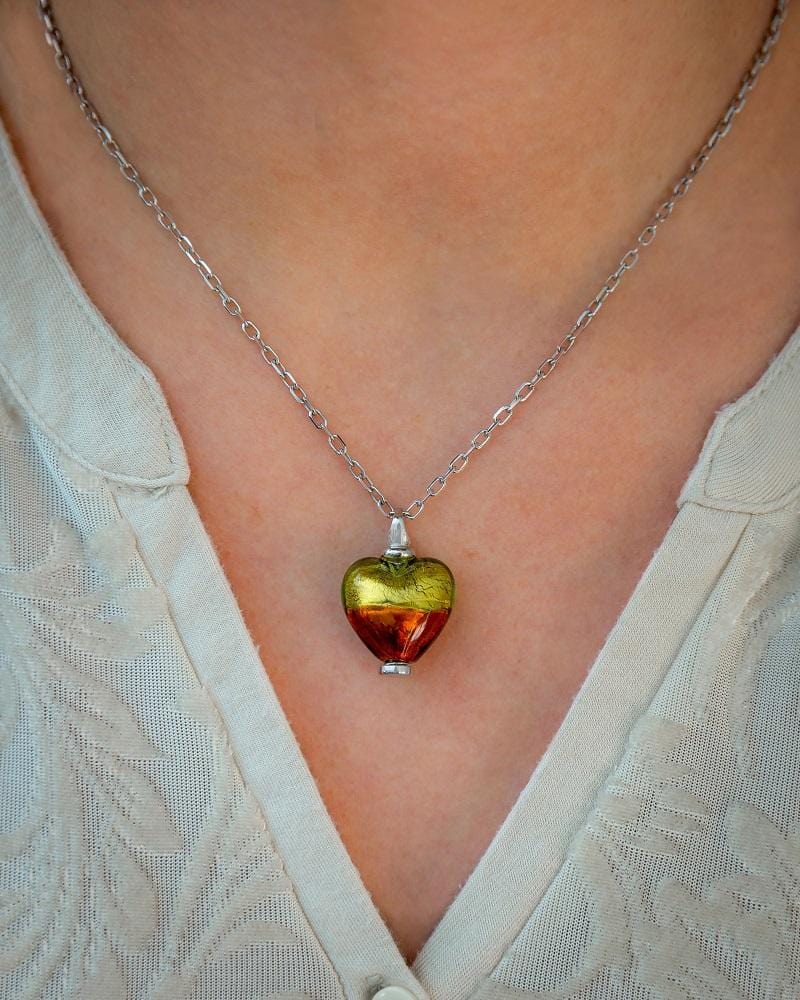 Loved Remembered Murano Glass Heart Urn - 'Guiding Light'