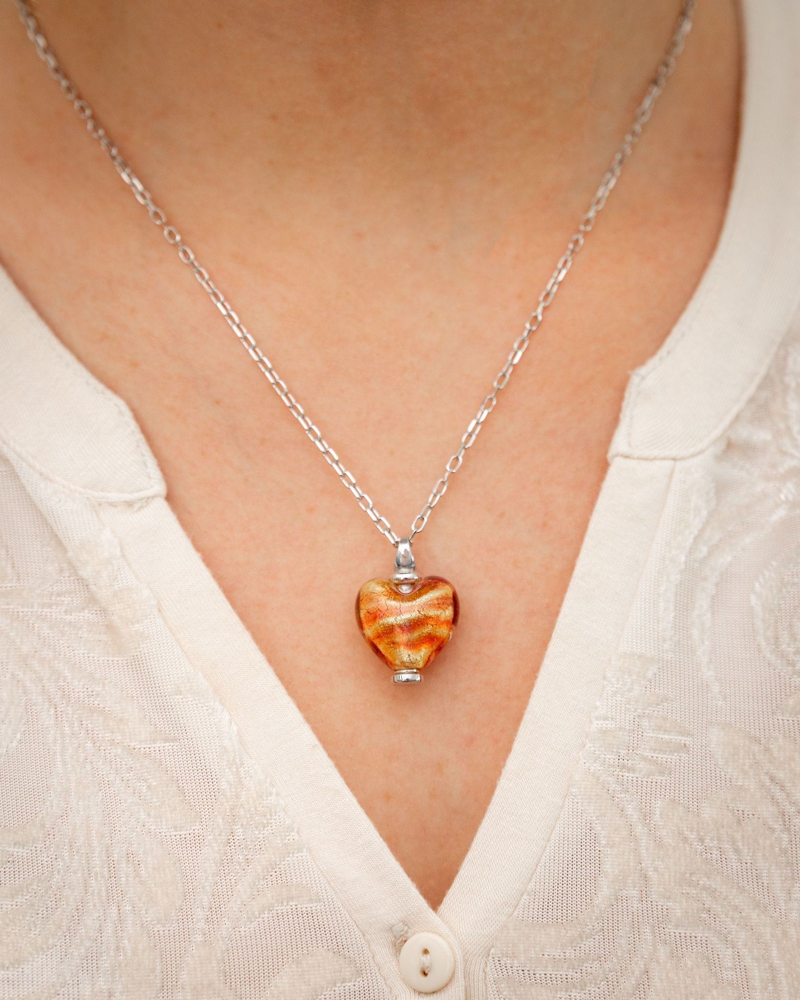 Loved Remembered Murano Glass Heart Urn - November