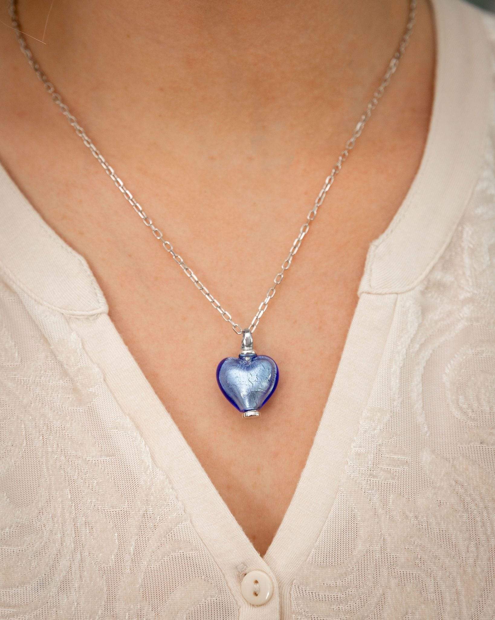 Loved Remembered Murano Glass Heart Urn - September
