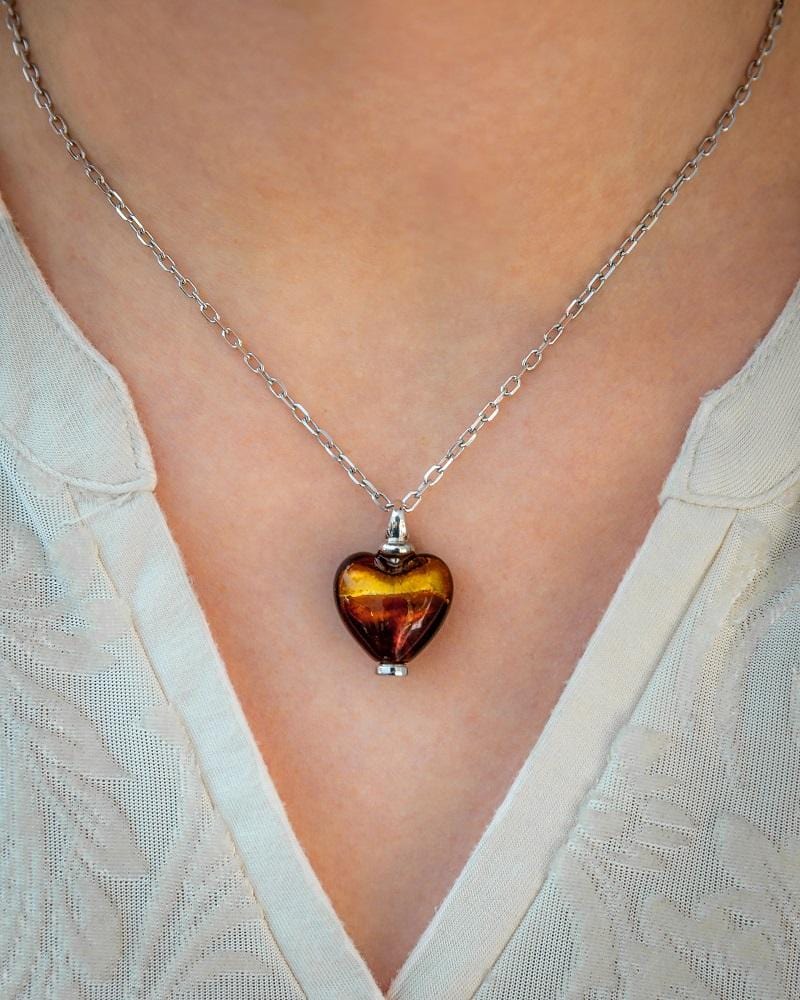 Loved Remembered Murano Glass Heart Urn - 'Sweet Promise'