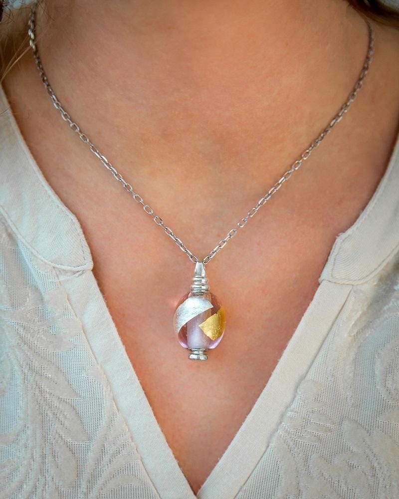 Loved Remembered Murano Glass Pendant Urn - 'Loving Whispers'