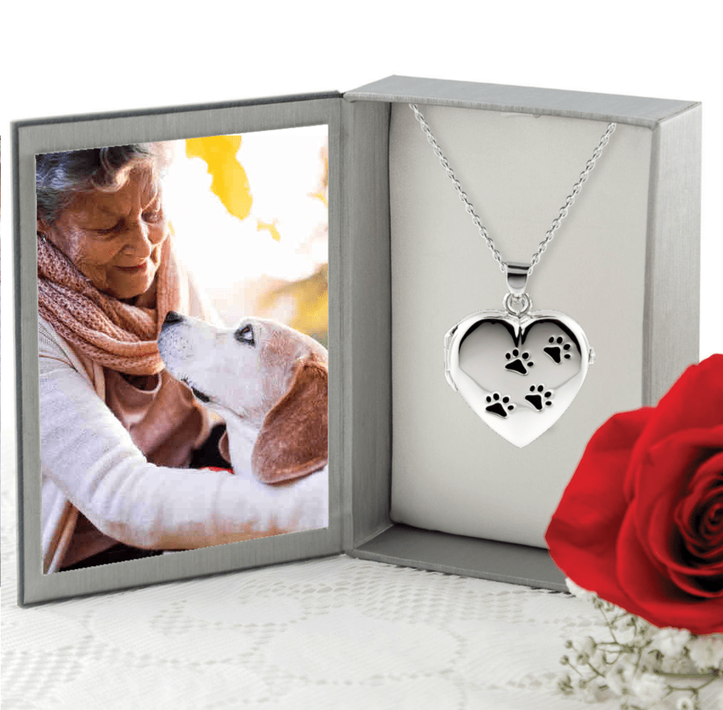 Loved Remembered Paw Print Locket Urn