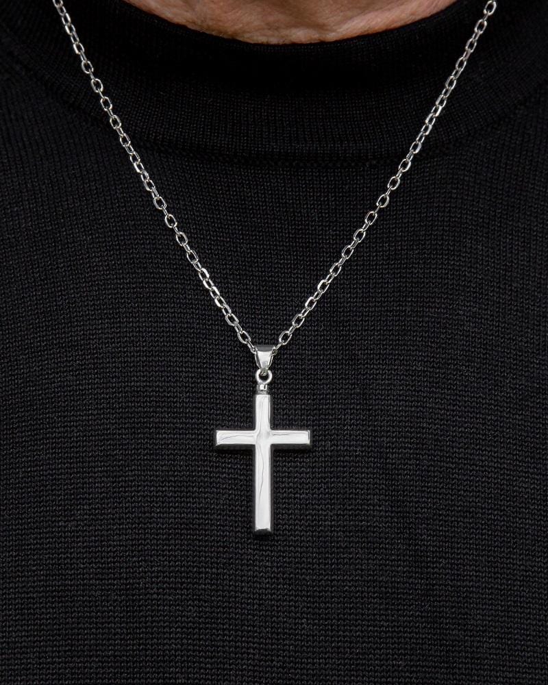 Loved Remembered Silver Cross Pendant Urn