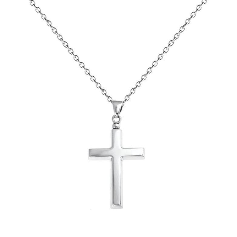 Loved Remembered Silver Cross Pendant Urn