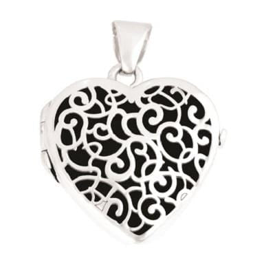 Loved Remembered Silver Filigree Heart Classic Locket